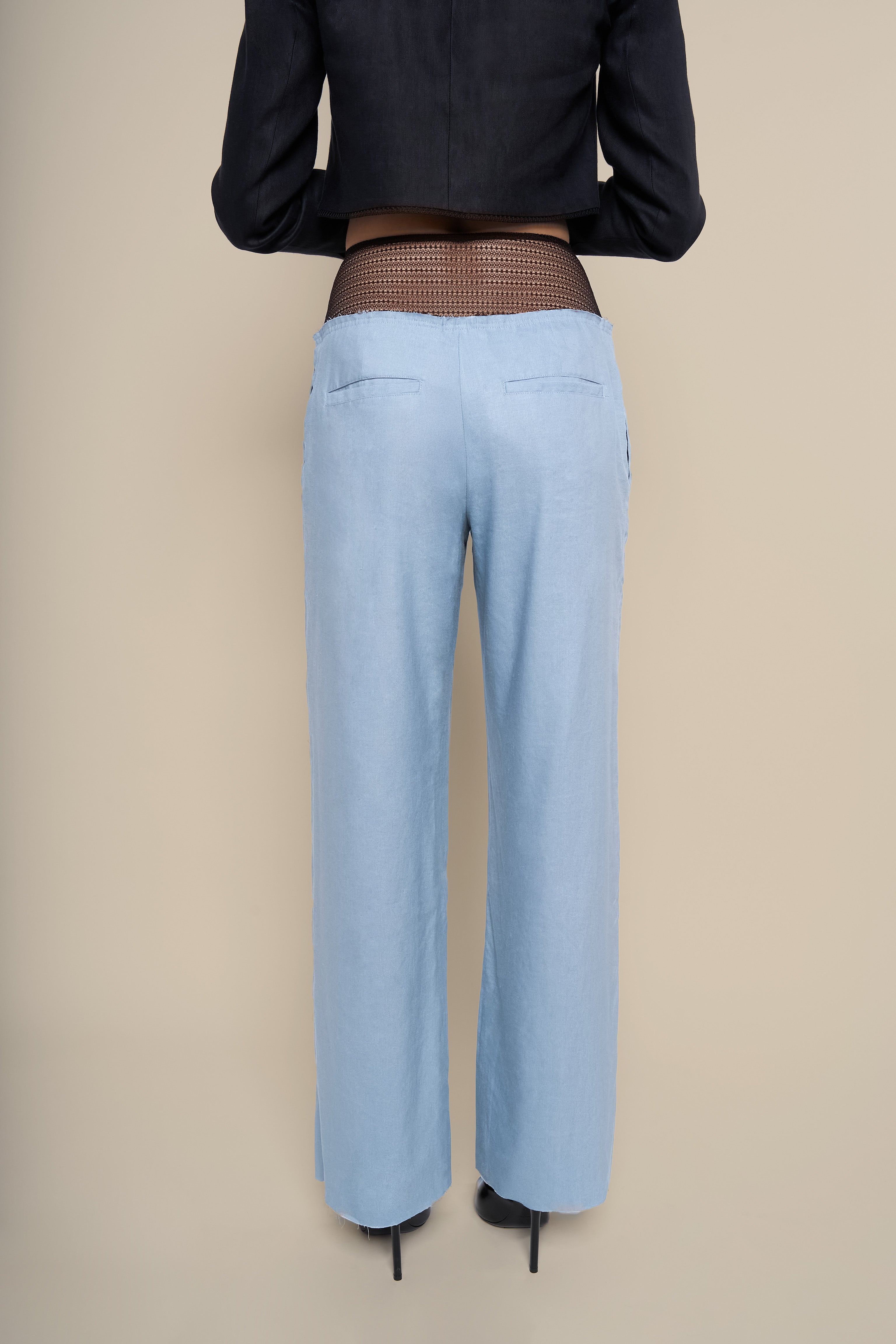 Linen Laissez Pant in Blue
