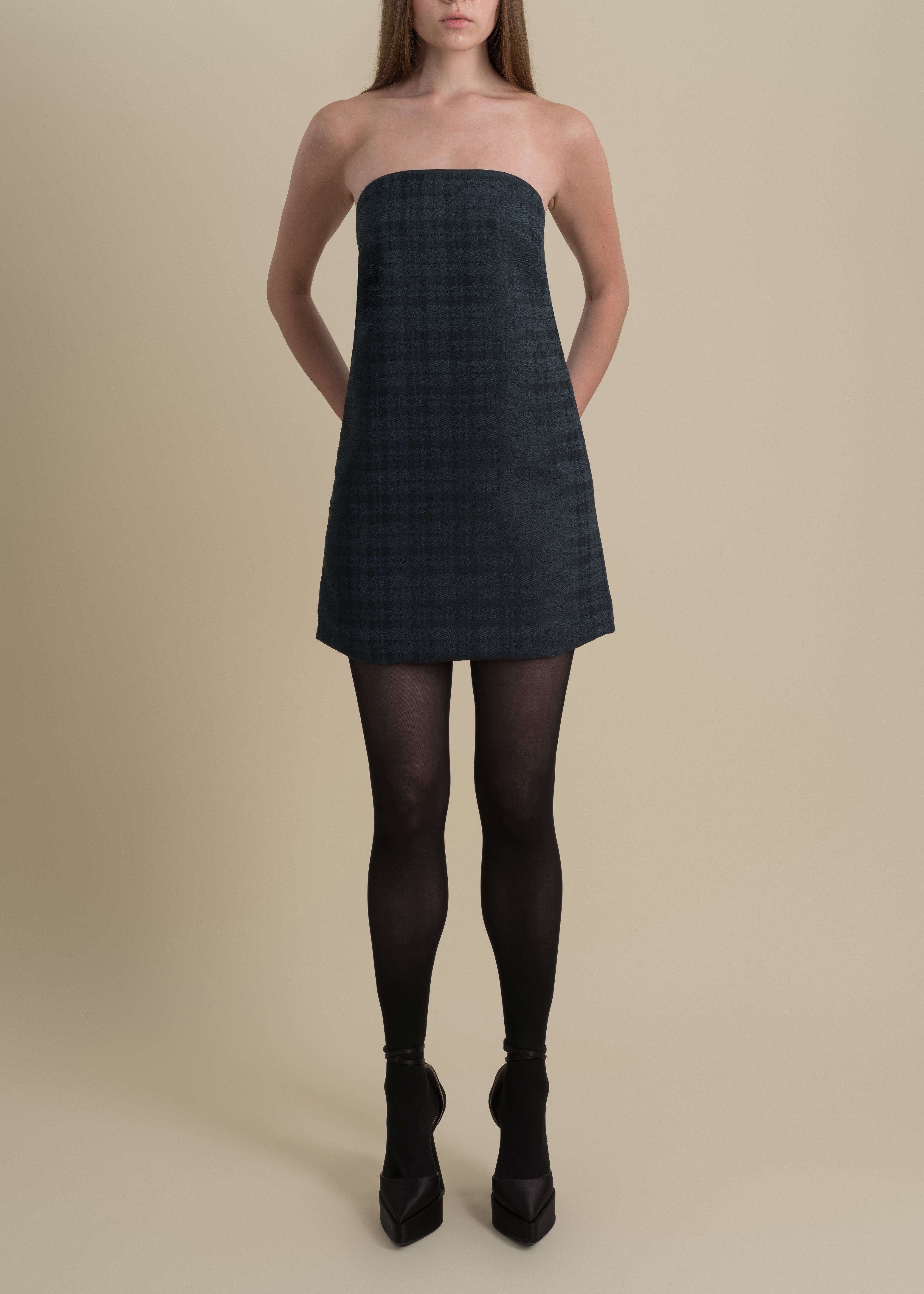 Sophia Mini Dress in Emerald Plaid